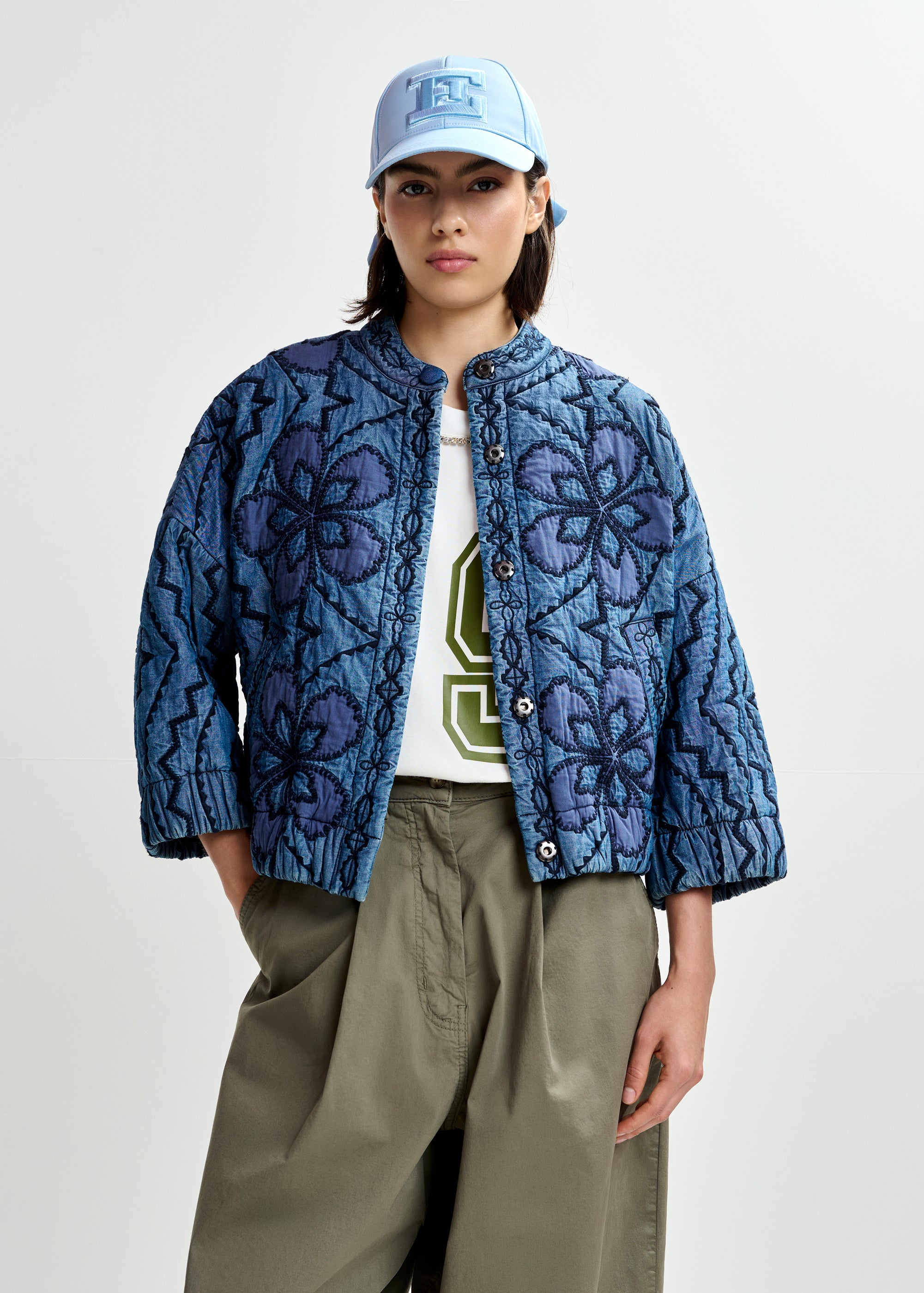 essentiel antwerp jatropha quilted blue jacket shop macbees ireland 