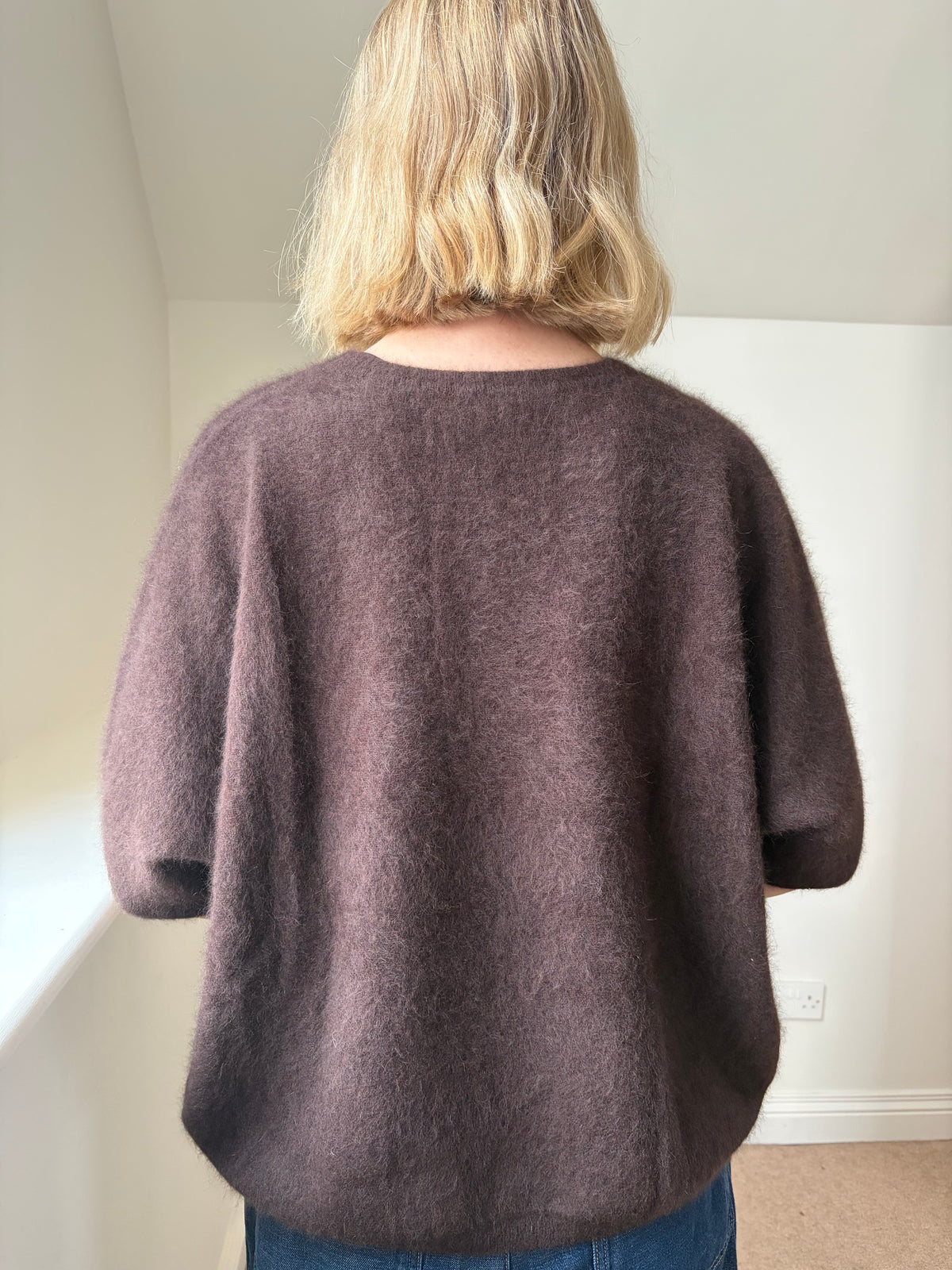 ESTHEME BROWN ROUND NECK SHORT SLEEVE KNIT JF4W059R-1 226