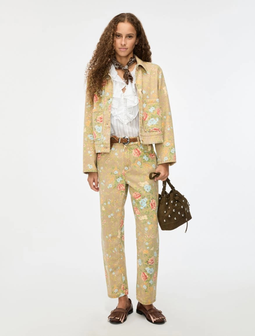 i blues blue khaki rose print trousers 7041106102001 shop macbees killarney ireland