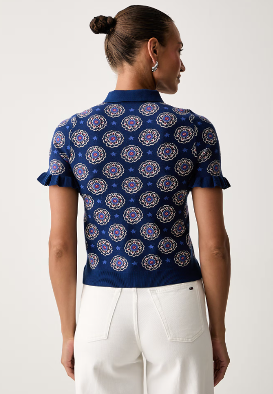 IBLUES BLUE PRINTED POLO KNIT IBLVERTICE 226