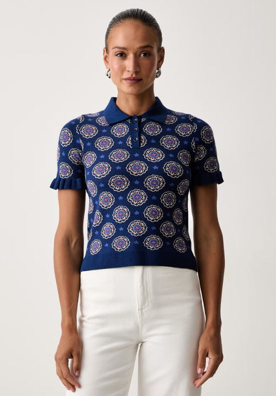 IBLUES BLUE PRINTED POLO KNIT IBLVERTICE 226