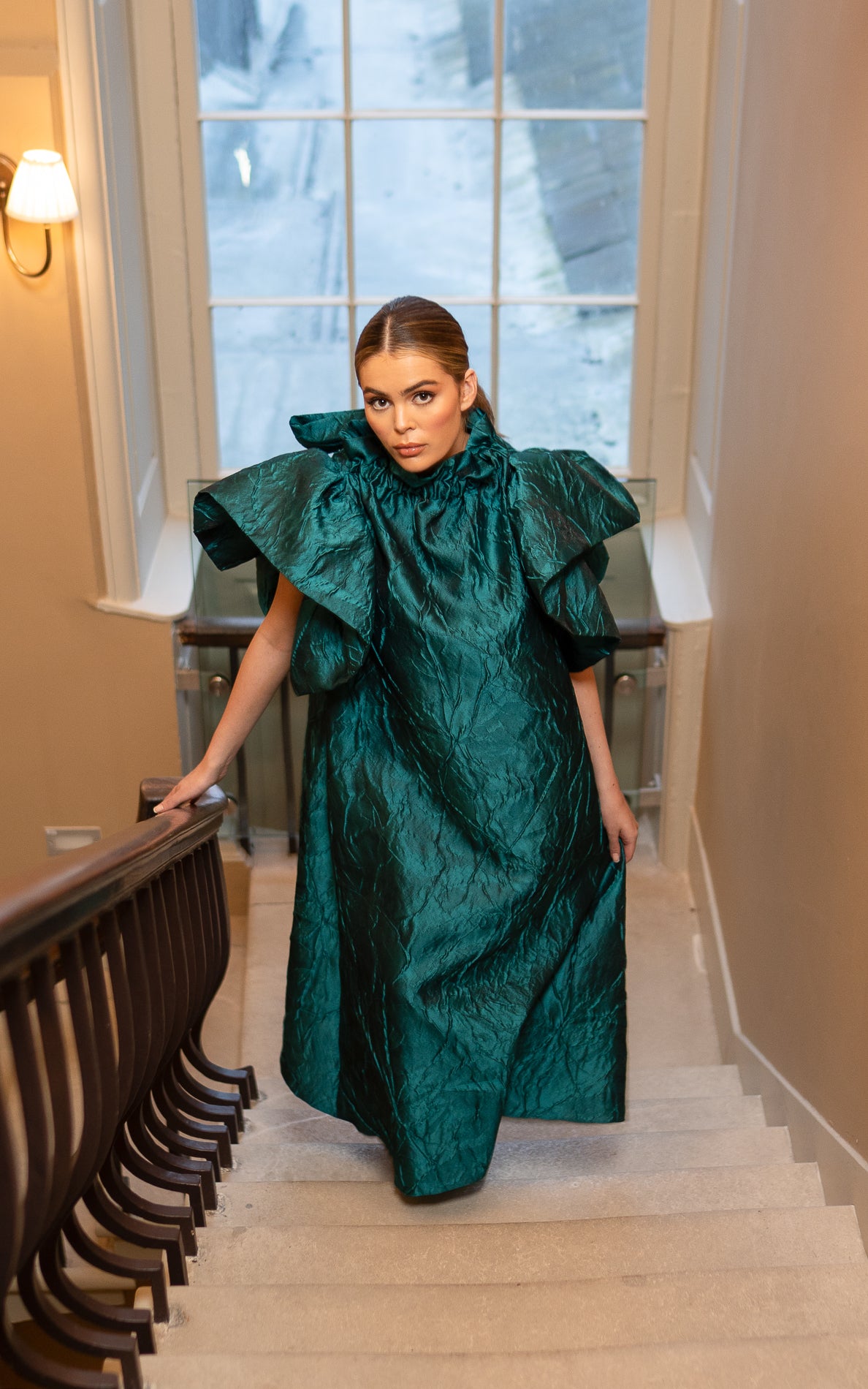 ROISIN LINNANE CHARLOTTE TEAL HIGH NECK DRESS 226