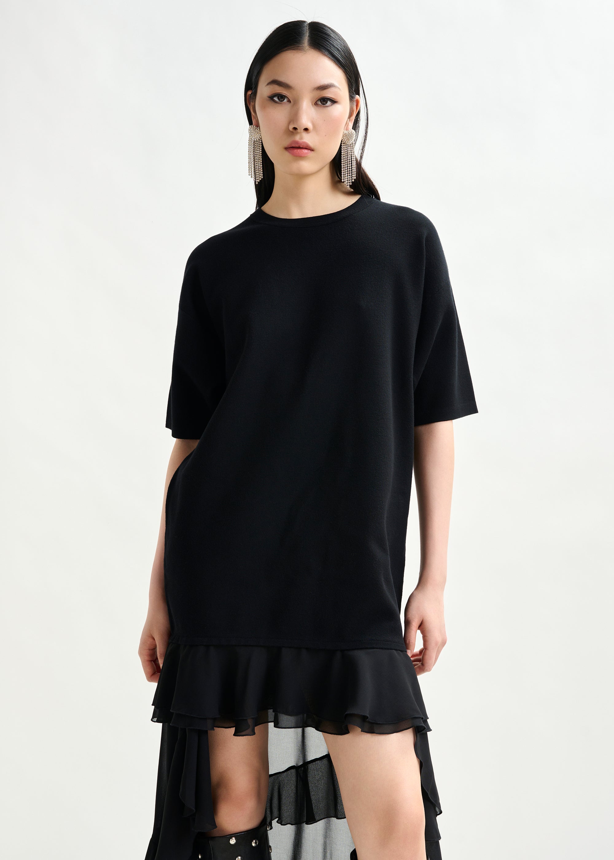 ESSENTIEL ANTWERP IMAILLE KNITTED  BLACK DRESS 225