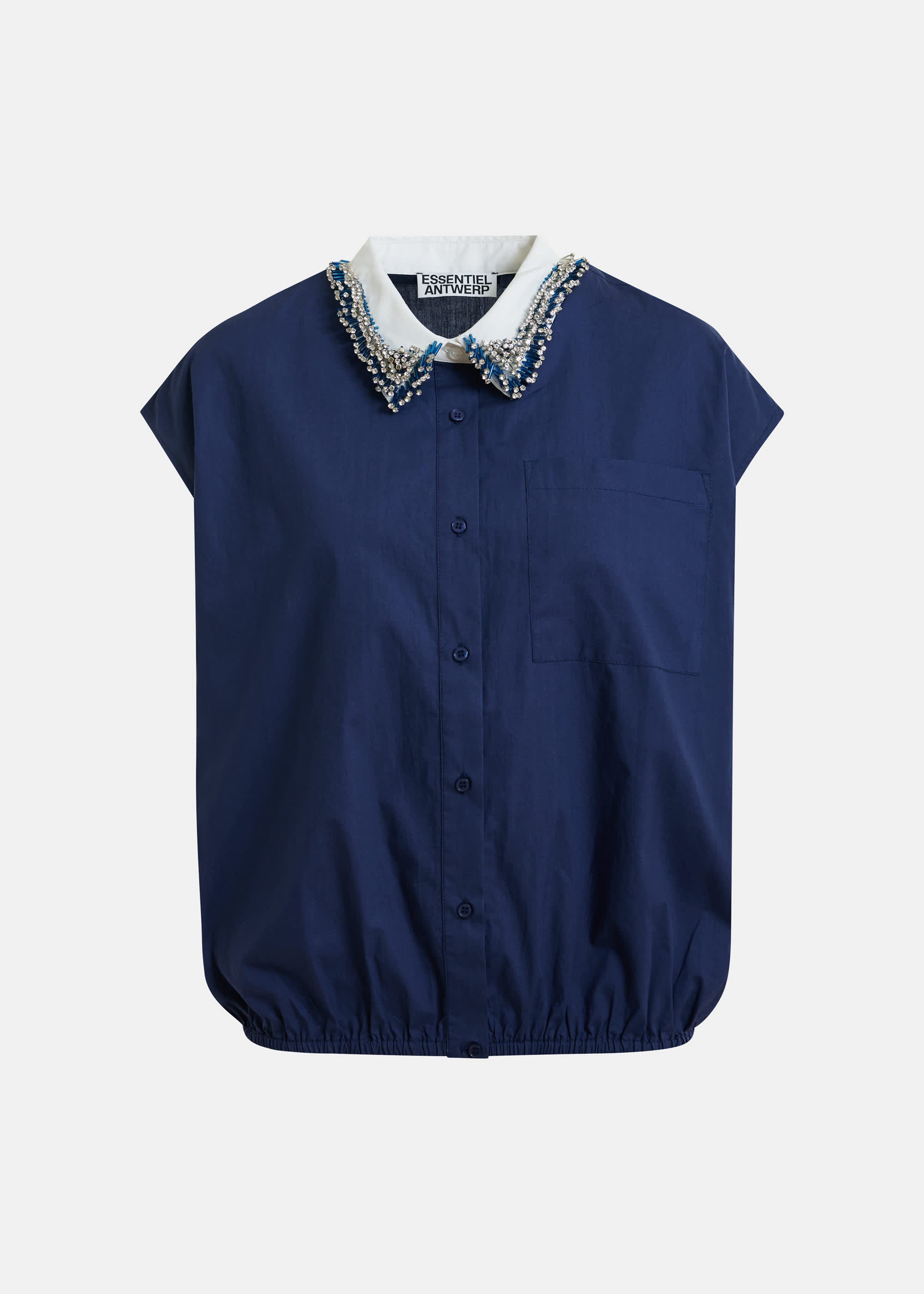 ESSENTIEL ANTWERP JANKY BEADED COLLAR SHIRT PATRIOT BLUE JANKY-PB07 126