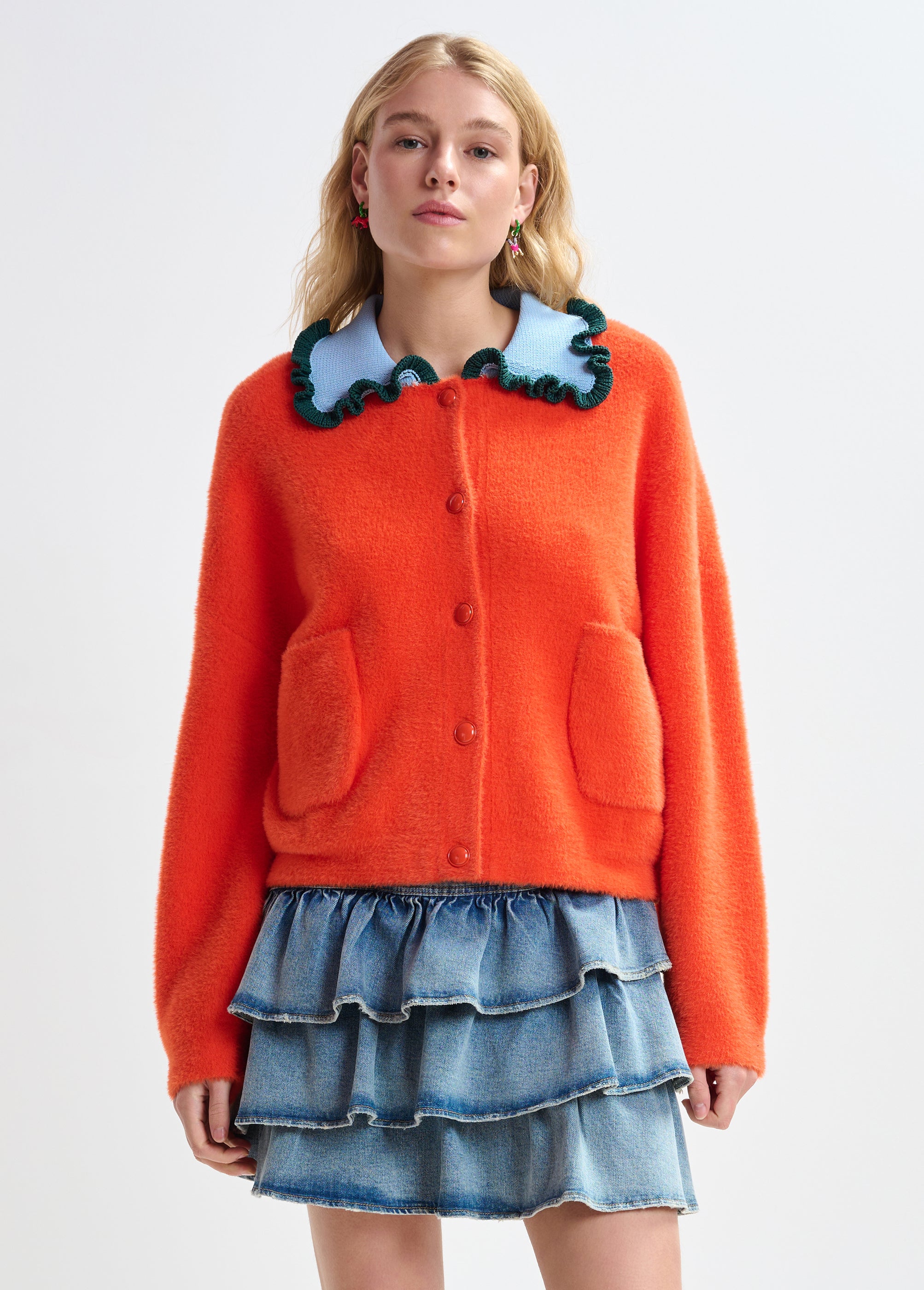 ESSENTIEL ANTWERP JARDENER KNITTED ORANGE CARDI 126