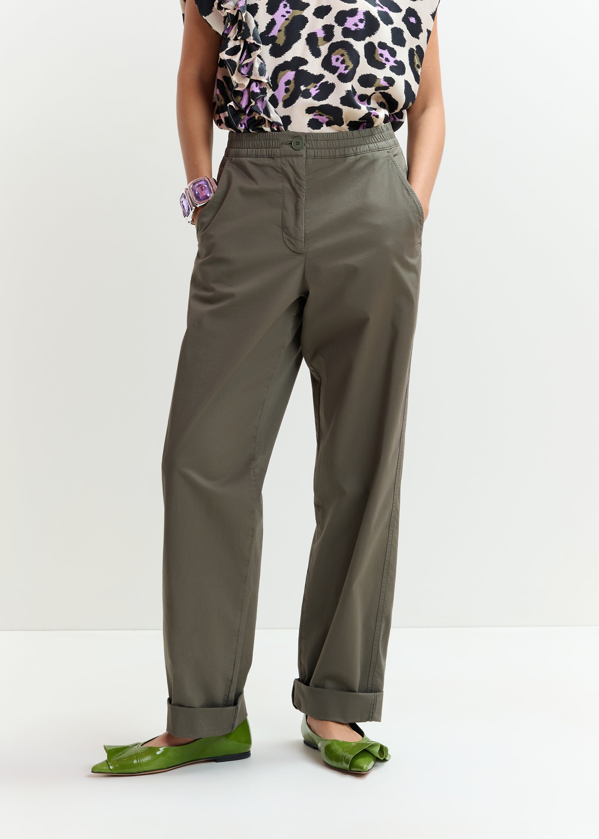 ESSENTIEL ANTWERP JARNE GARMENT DYE PANTS OLIVE 126