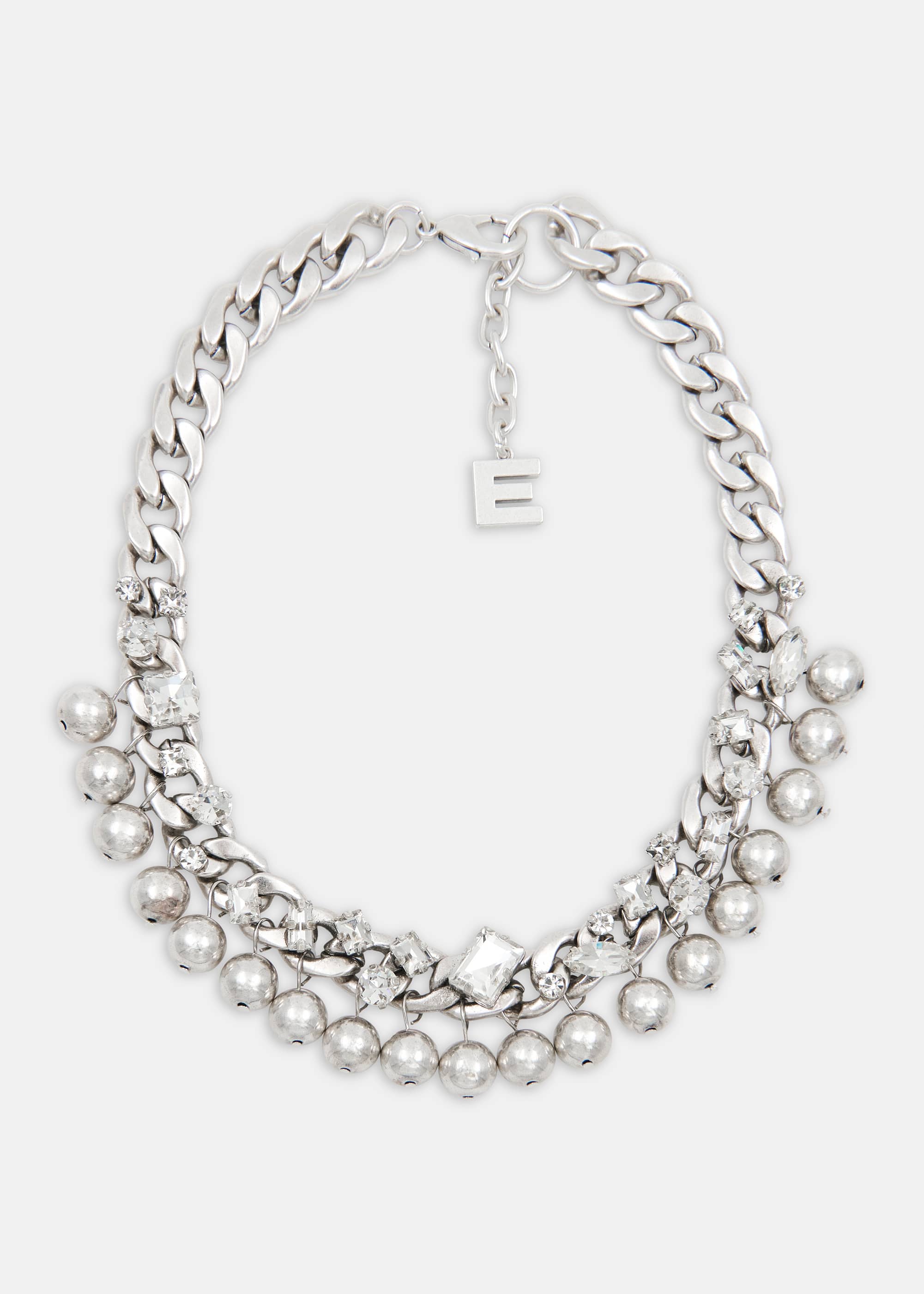 ESSENTIEL ANTWERP JECKI NECKLACE WITH RHINESTONE SILVER LINING JECKI-SL36 126