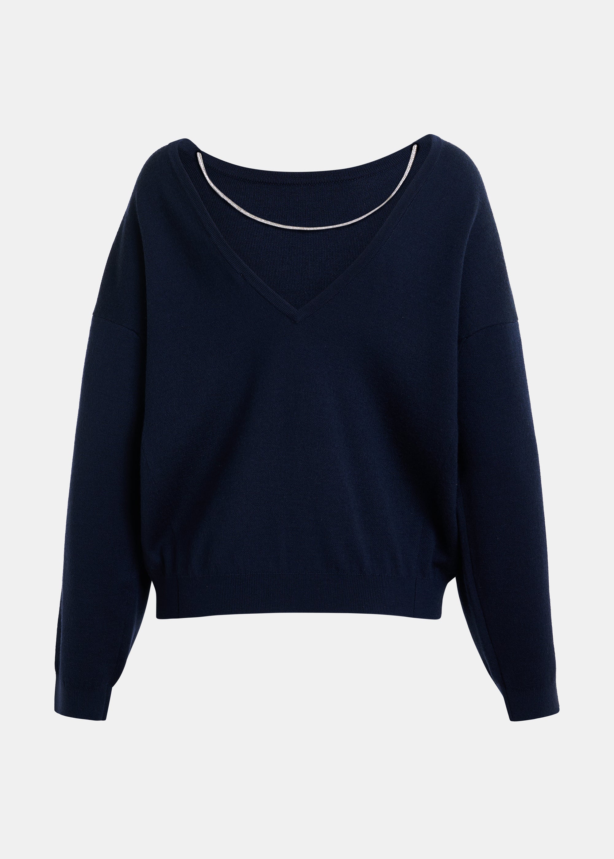 ESSENTIEL ANTWERP JEMINI PULLOVER WITH NECKLACE NAVY 126