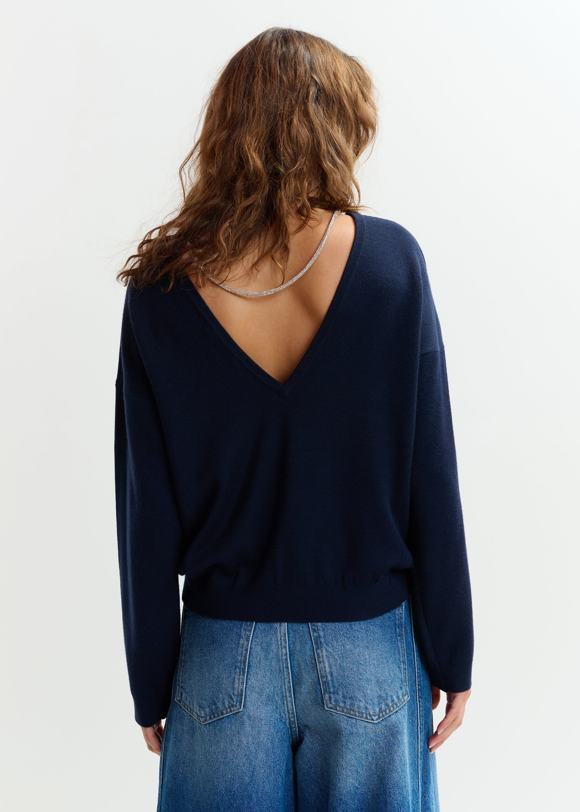 ESSENTIEL ANTWERP JEMINI PULLOVER WITH NECKLACE NAVY 126