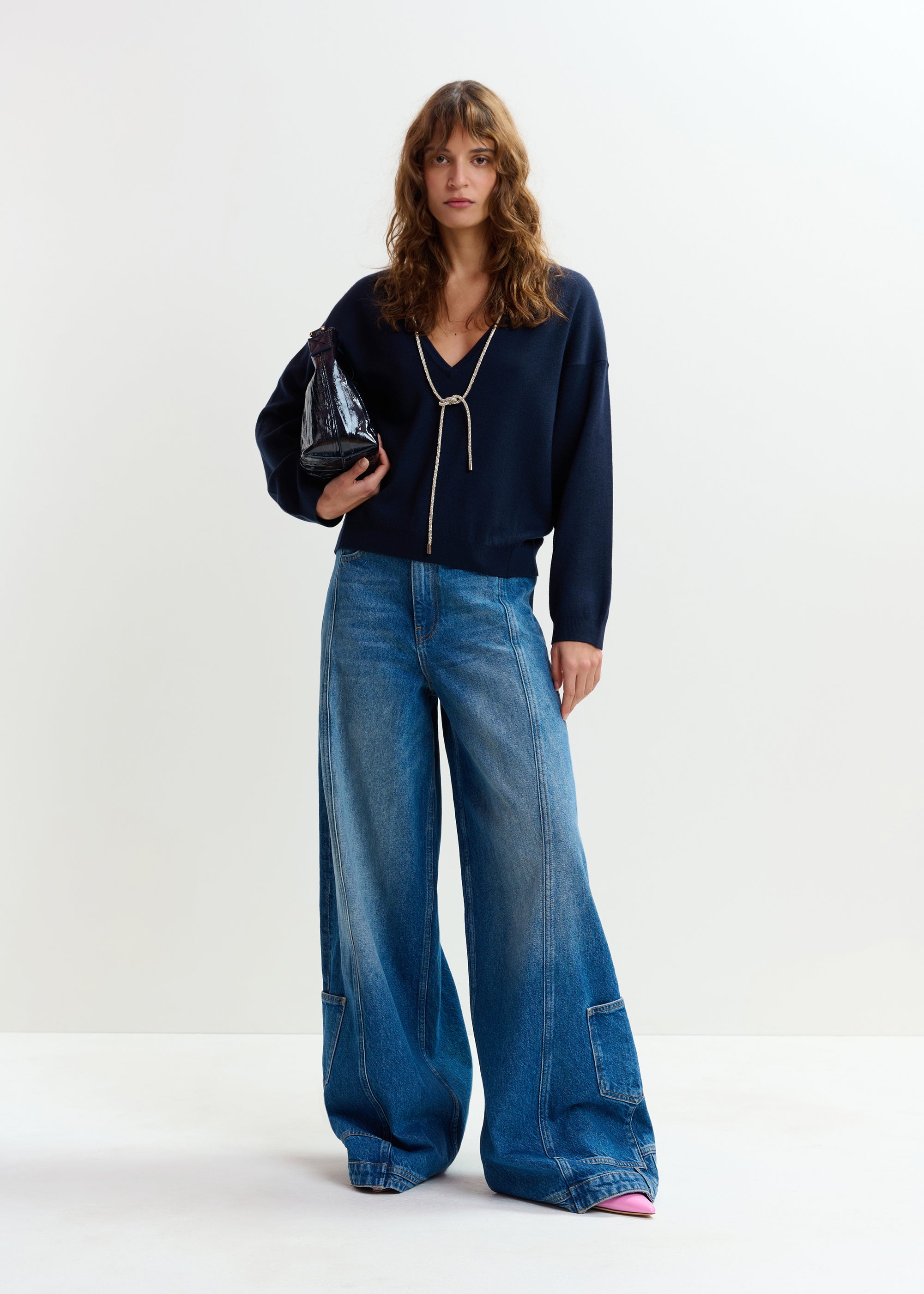 ESSENTIEL ANTWERP JEMINI PULLOVER WITH NECKLACE NAVY 126