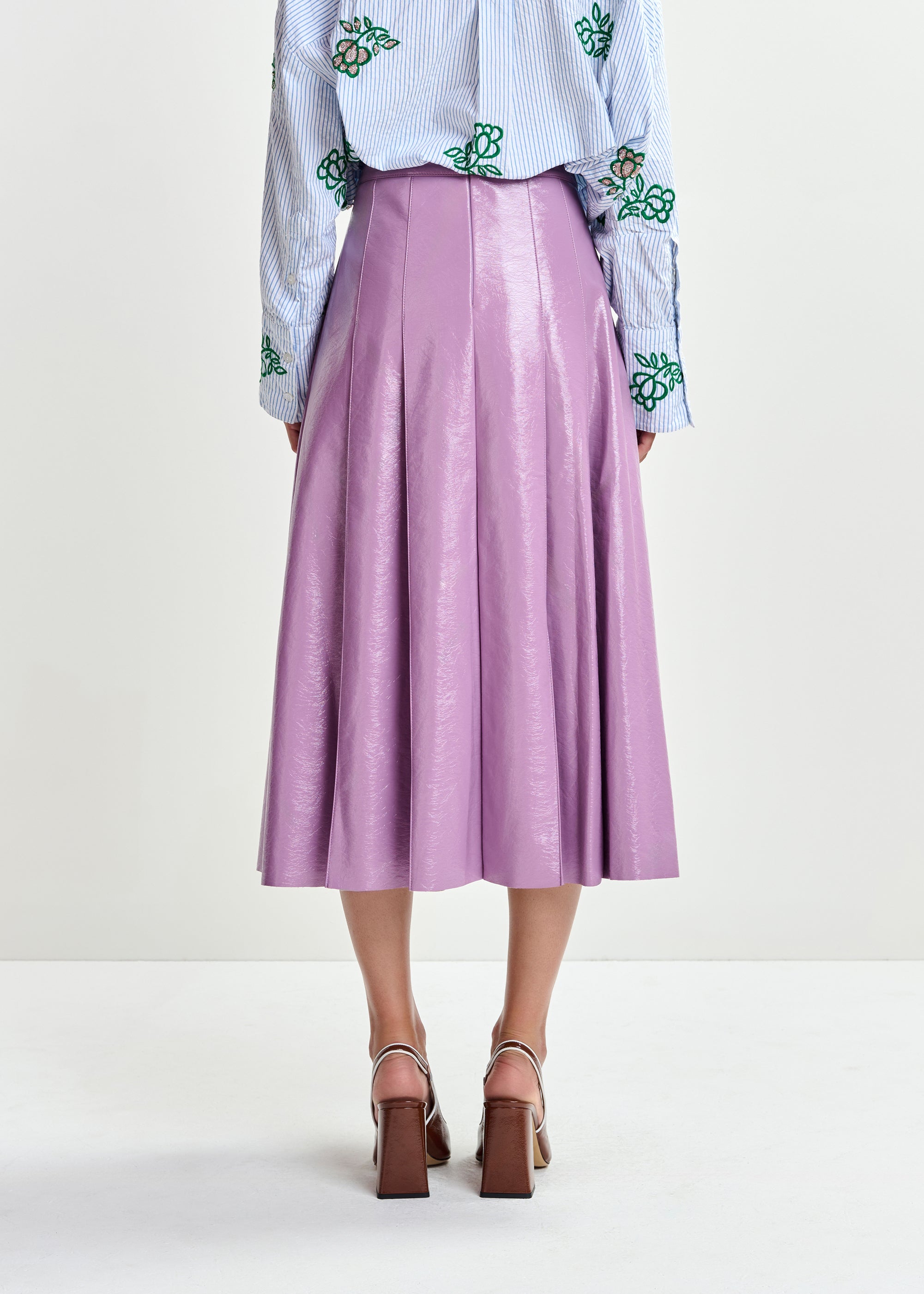 ESSENTIEL ANTWERP JIB FAUX LEATHER SKIRT PINK 126