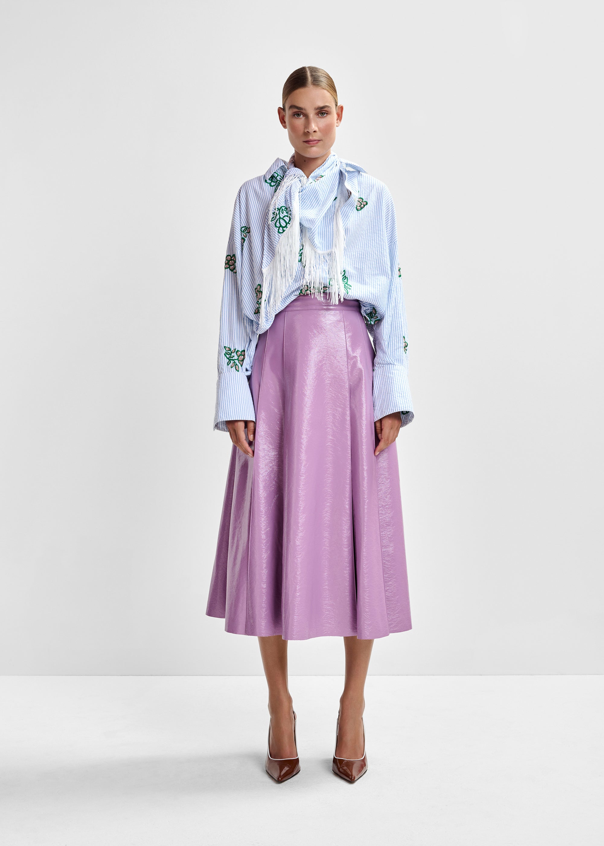 ESSENTIEL ANTWERP JIB FAUX LEATHER SKIRT PINK 126