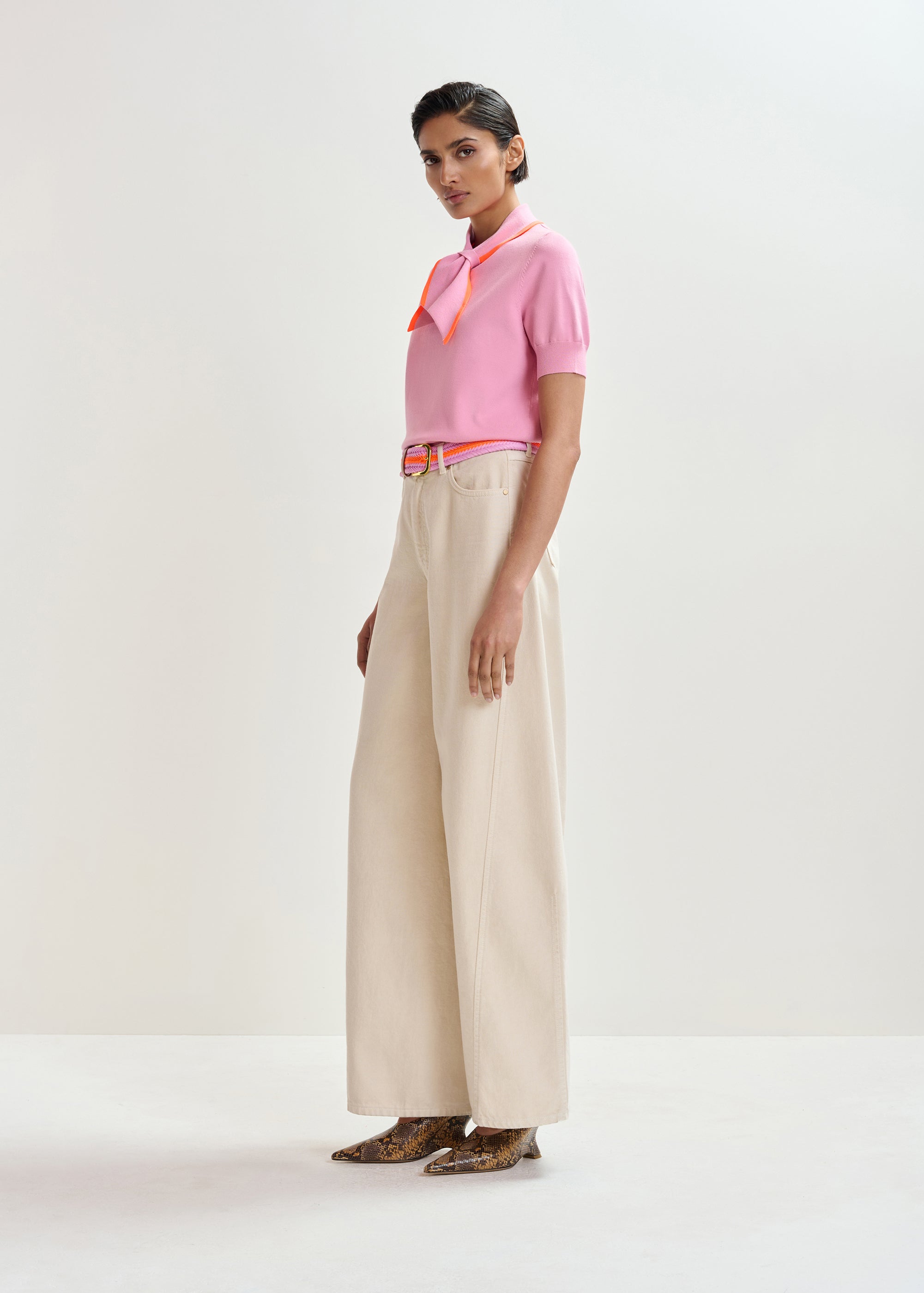 ESSENTIEL ANTWERP JONDA CONTRAST COLOUR POLO PINK 126