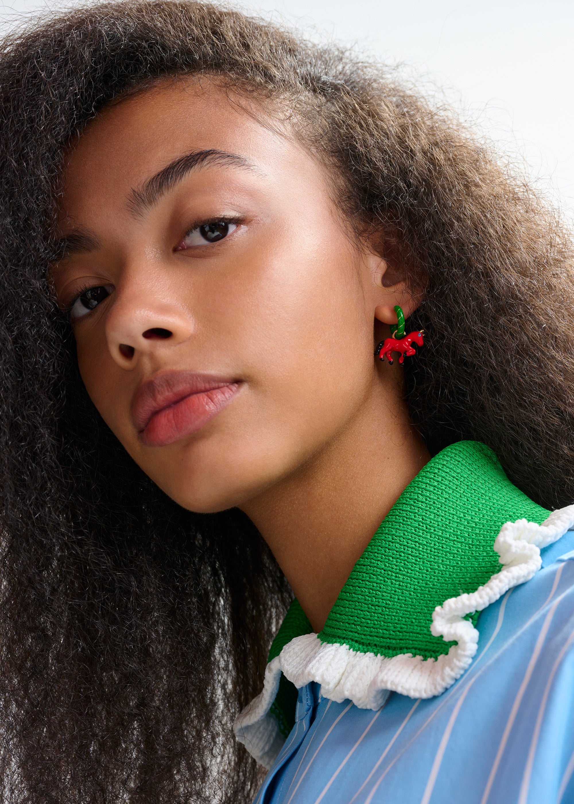 ESSENTIEL ANTWERP JORSE GREEN HOOP EARRINGS 126