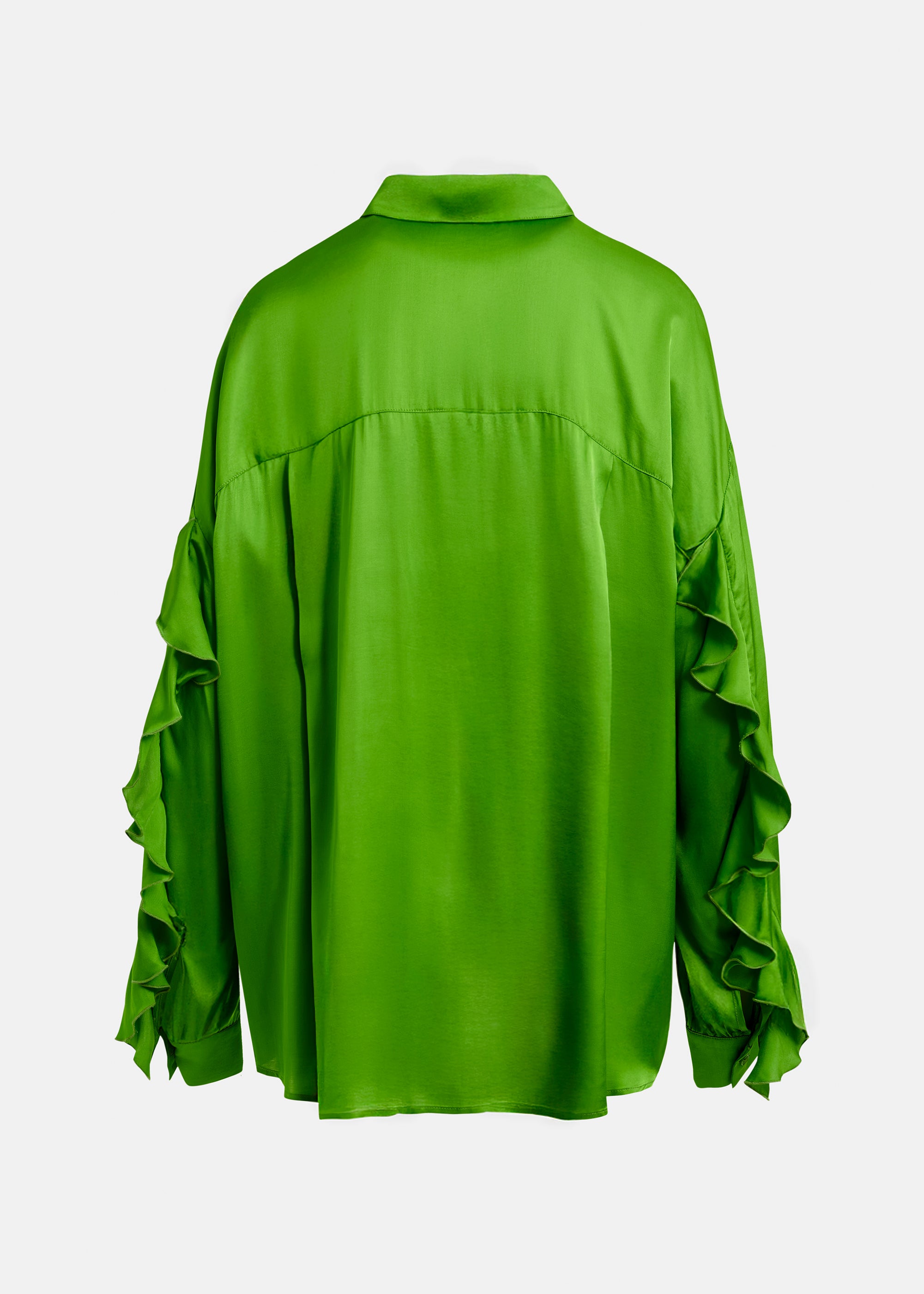 ESSENTIEL ANTWERP JUDITH OVERSIZED RUFFLE SHIRT GREEN 126