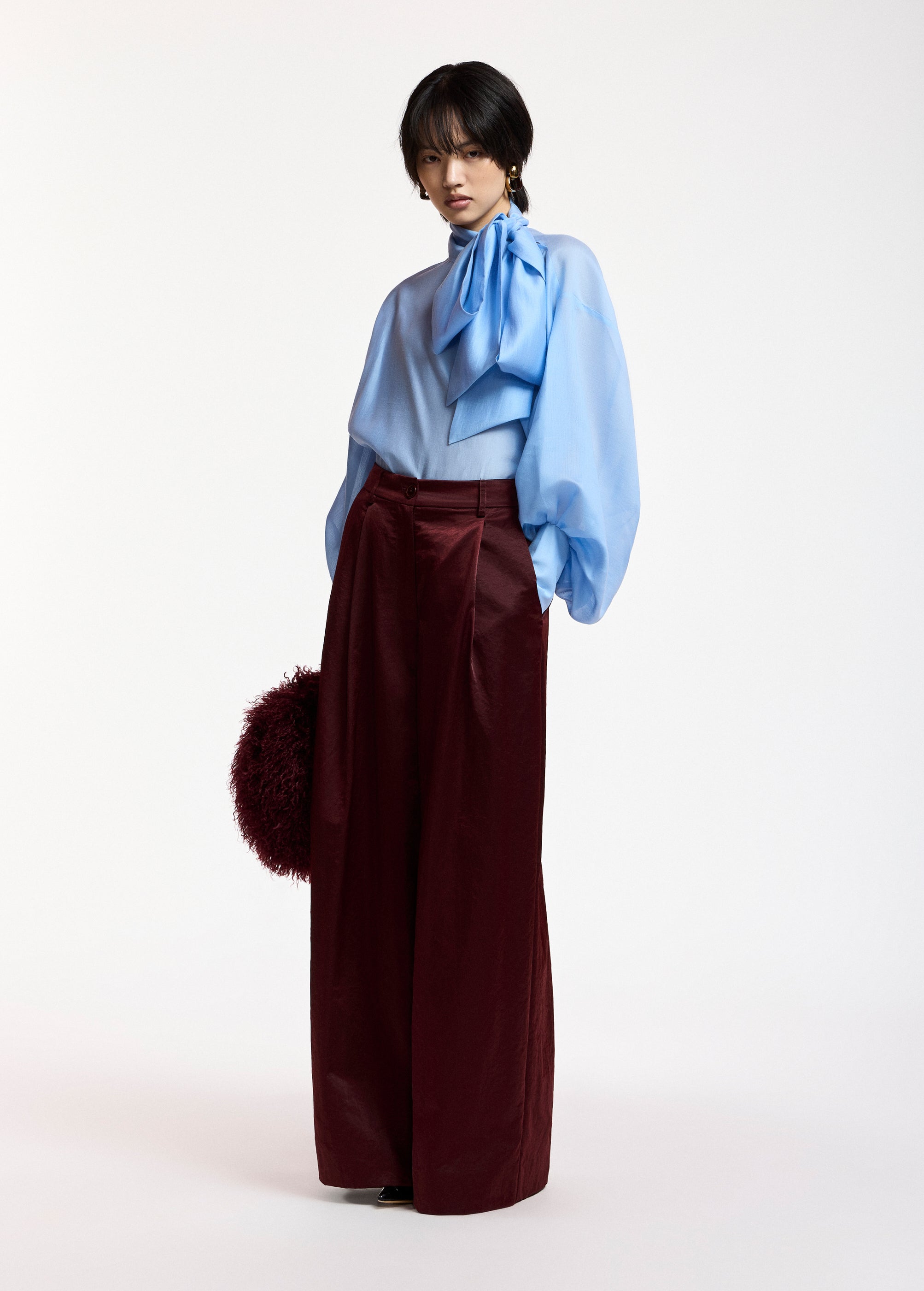 ESSENTIEL ANTWERP WINE KARMEN WIDE LEG PANTS 226