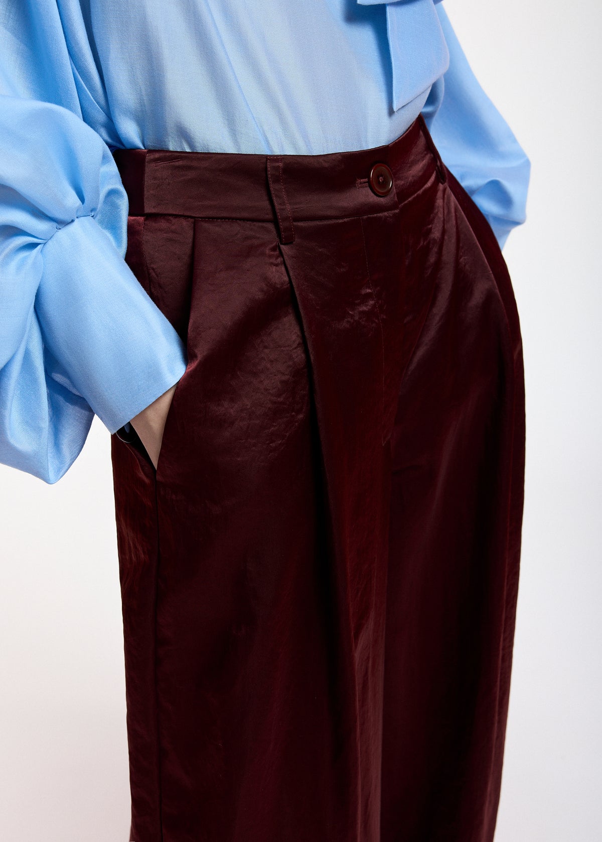 ESSENTIEL ANTWERP WINE KARMEN WIDE LEG PANTS 226