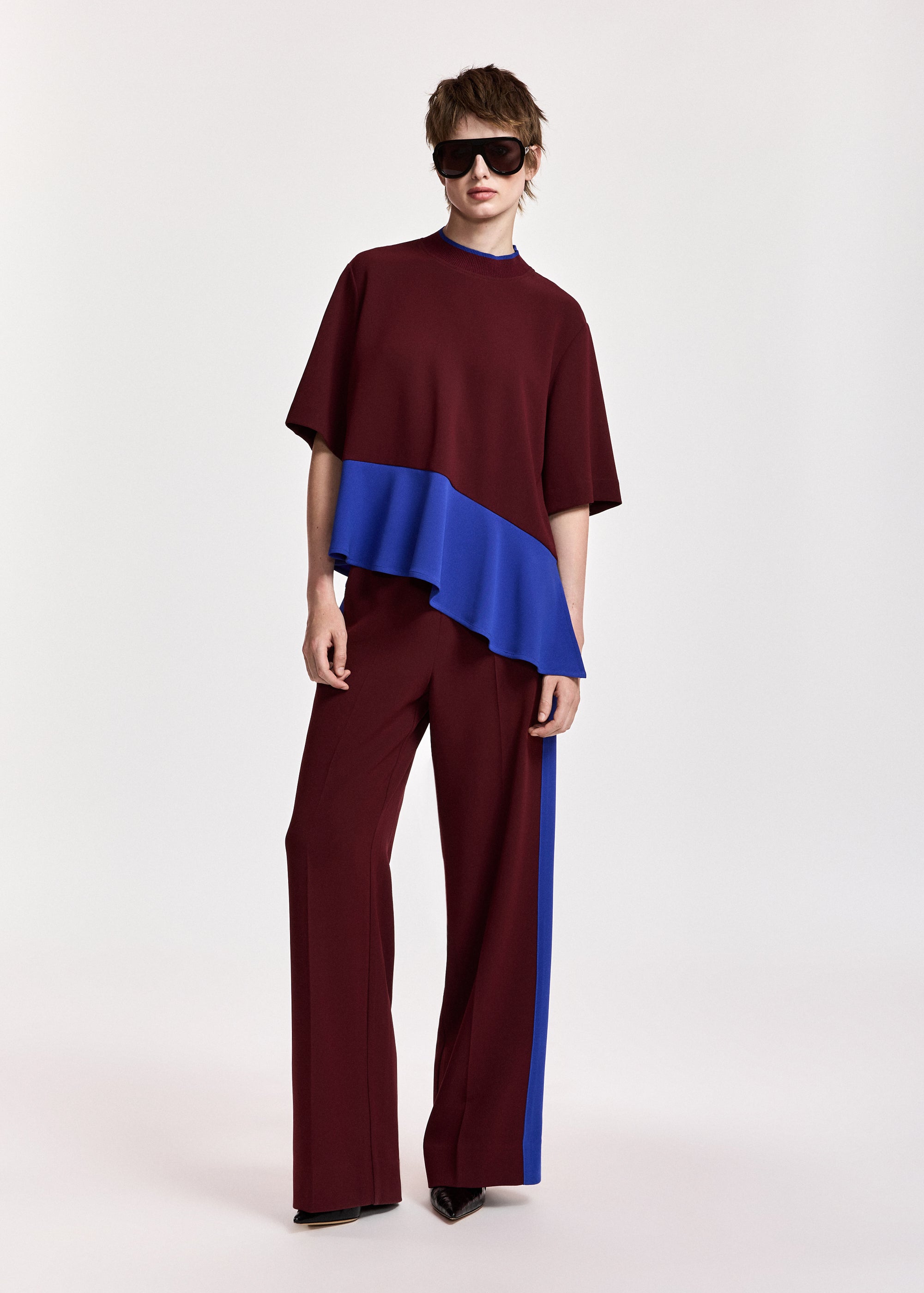 ESSENTIEL ANTWERP WINE KARMIC TWO COLOUR PANTS 226