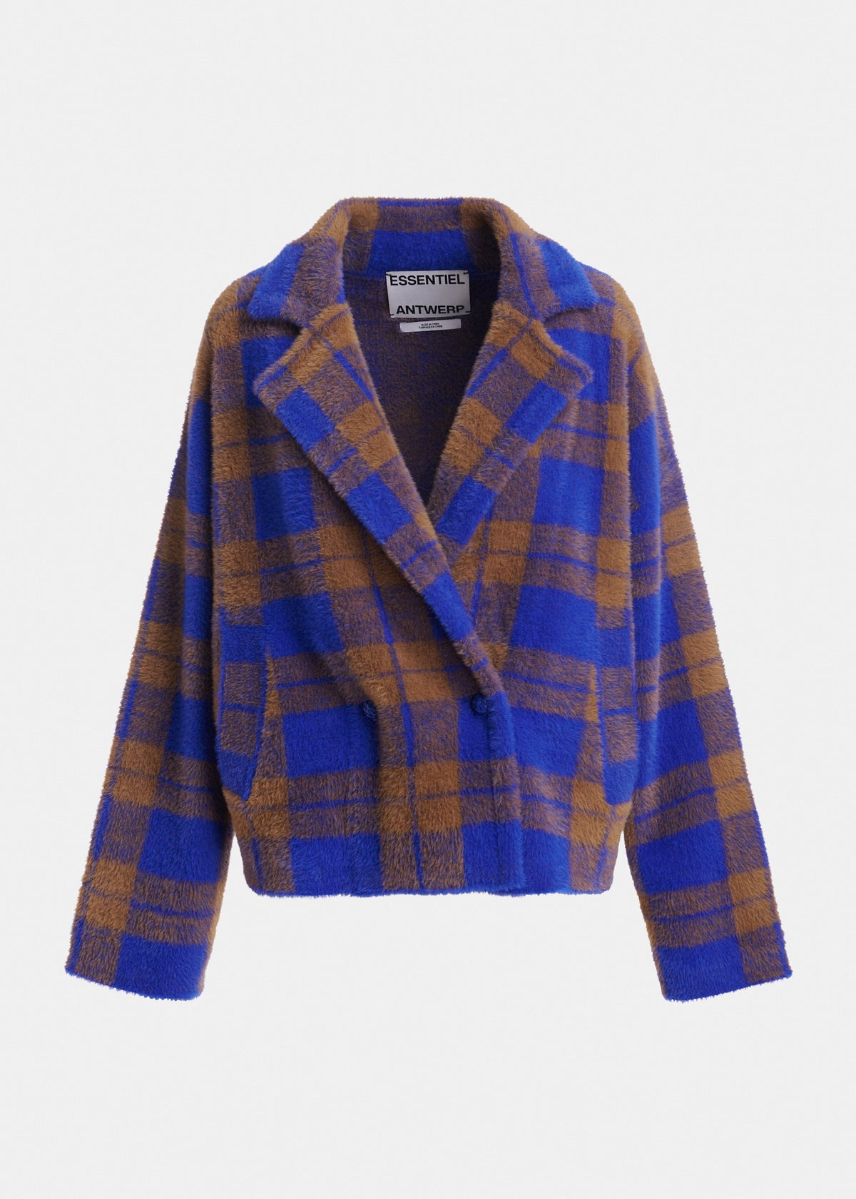 ESSENTIEL ANTWERP BLUE KARREAU CHECK CARDIGAN 226