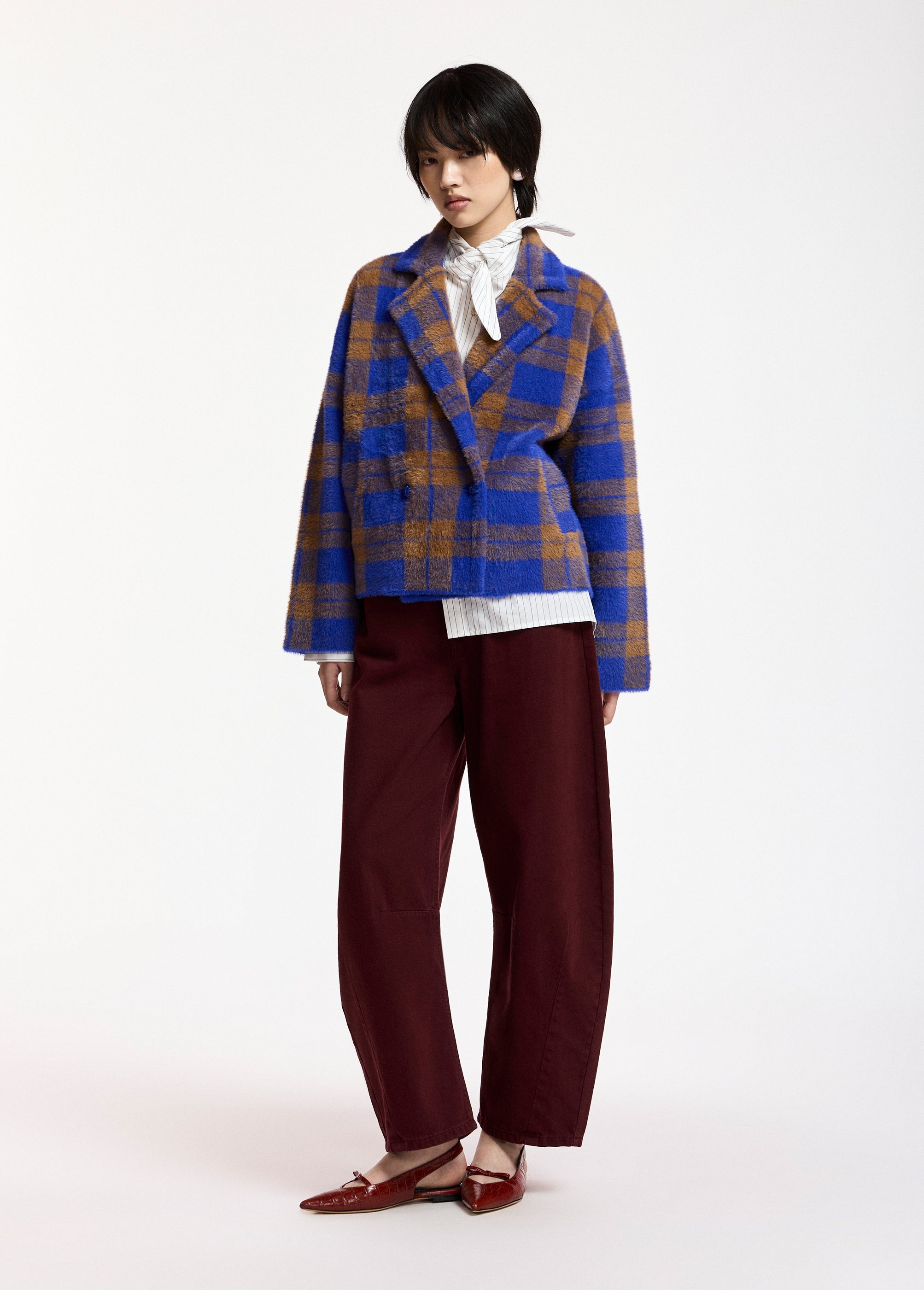 ESSENTIEL ANTWERP BLUE KARREAU CHECK CARDIGAN 226