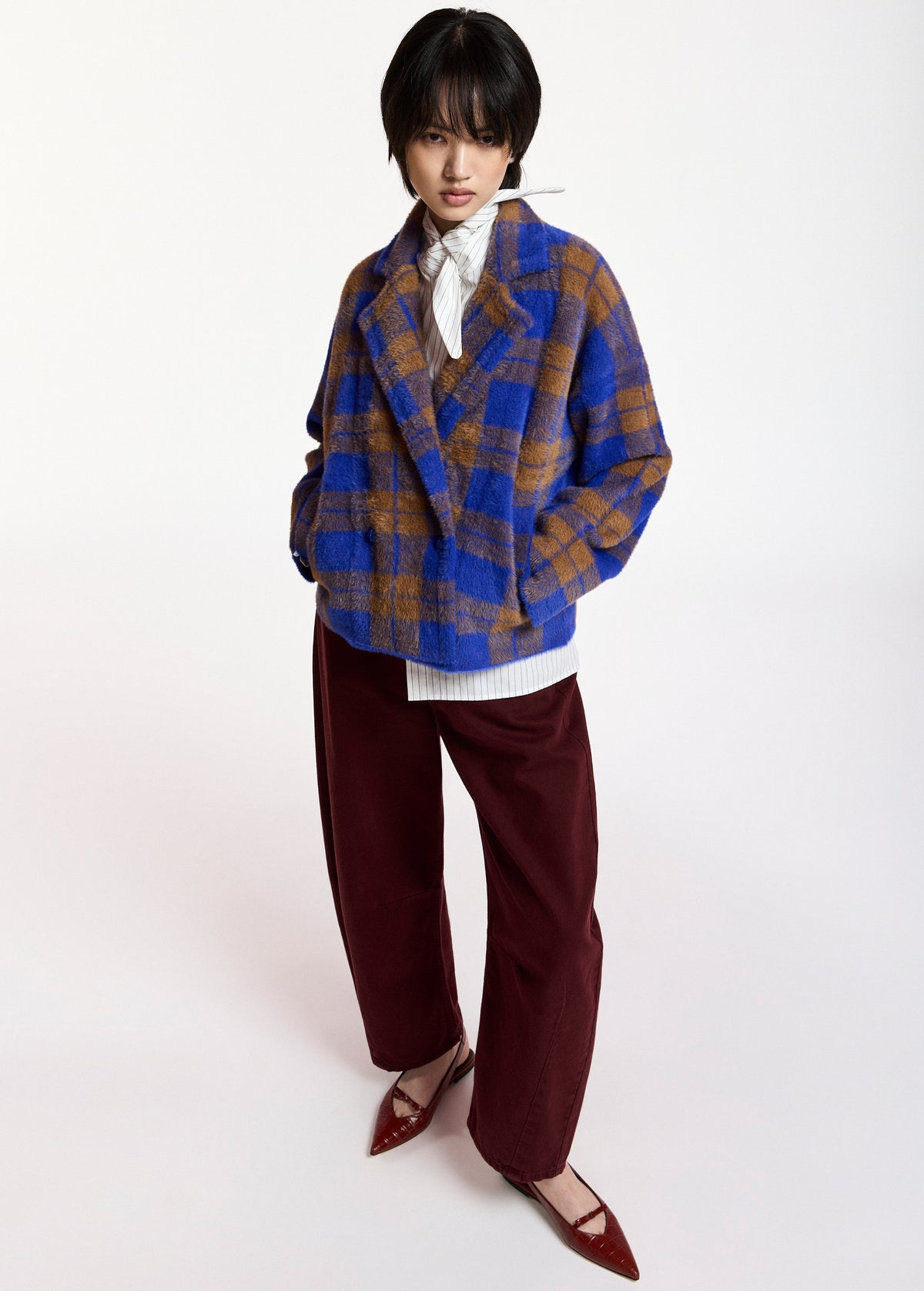 ESSENTIEL ANTWERP BLUE KARREAU CHECK CARDIGAN 226