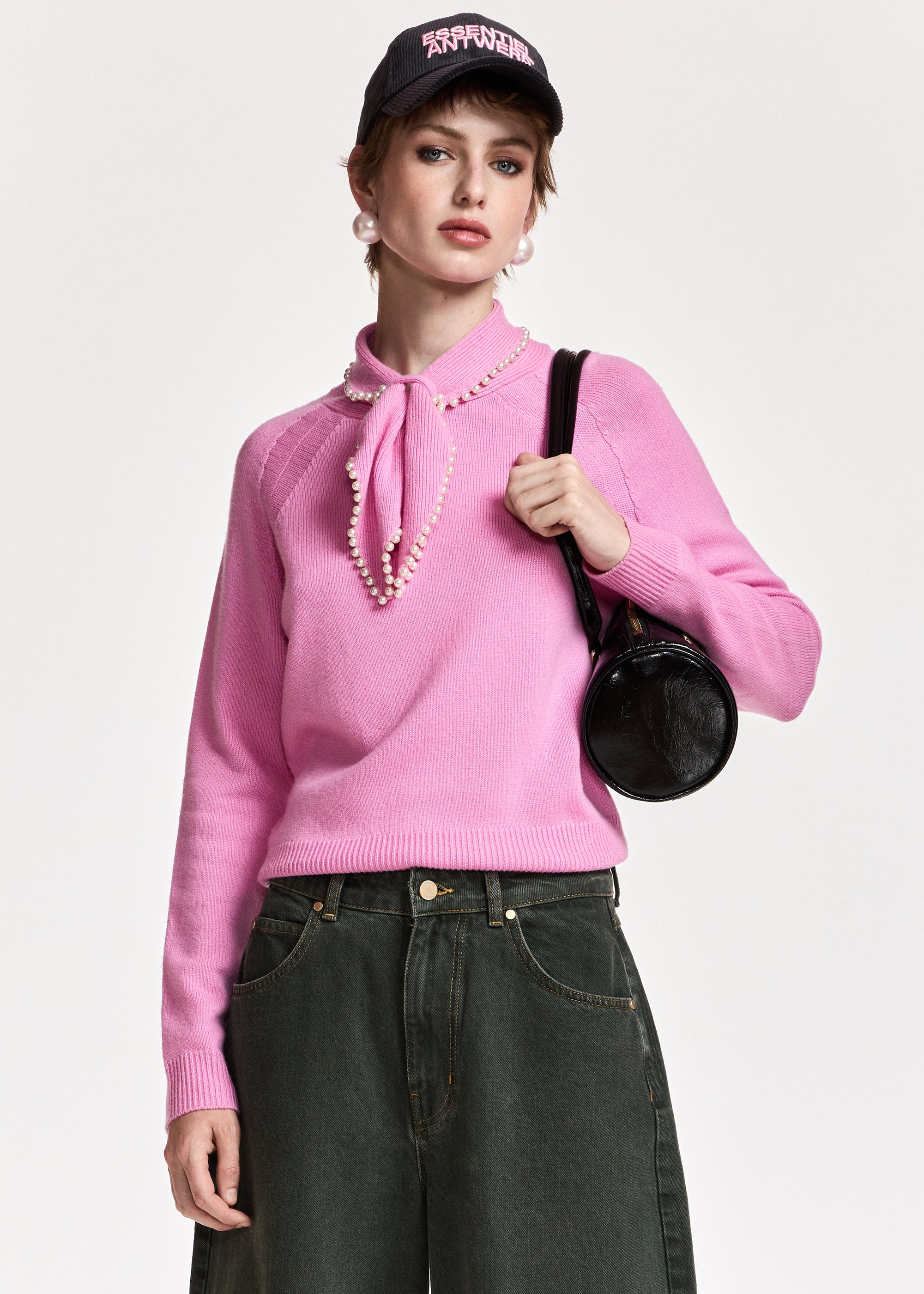 ESSENTIEL ANTWERP PINK KASA PULLOVER WITH BEADS KASA 226