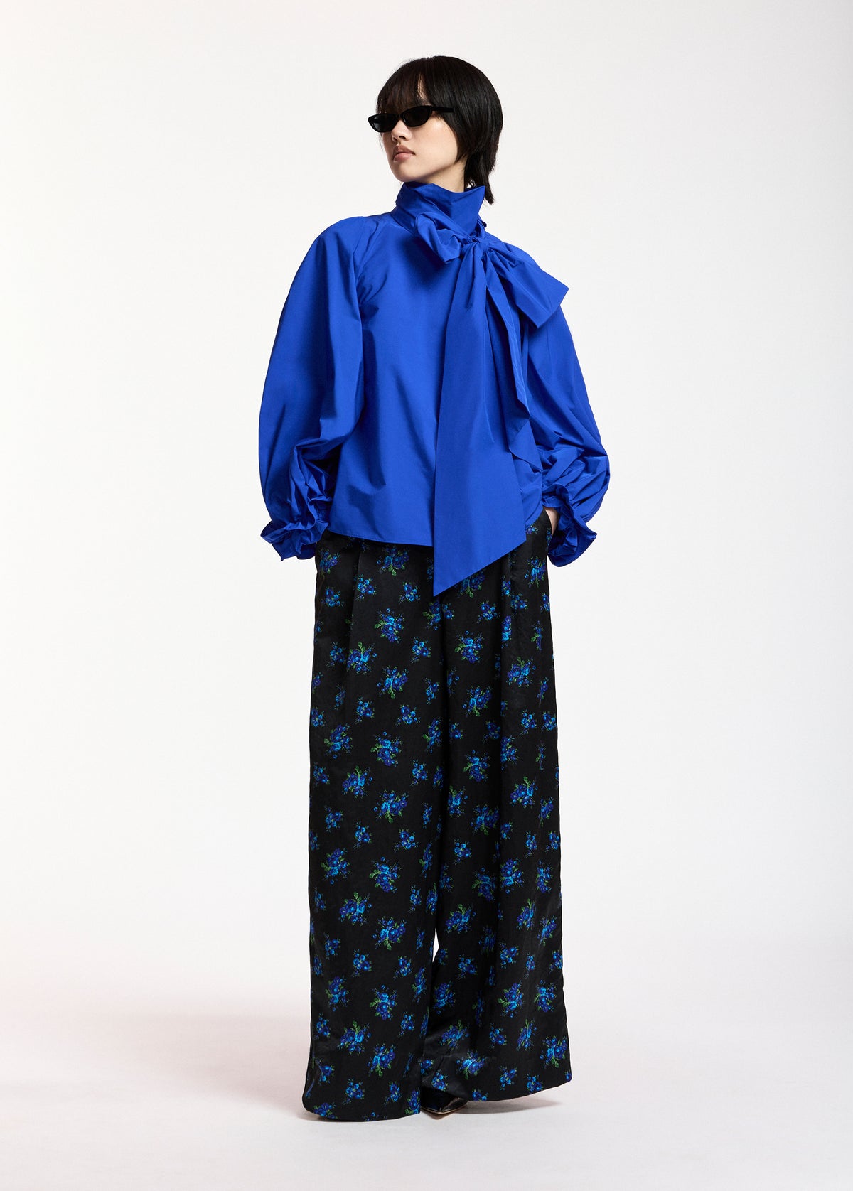ESSENTIEL ANTWERP BLUE KEILY PUSSY BOW TIE TOP 226