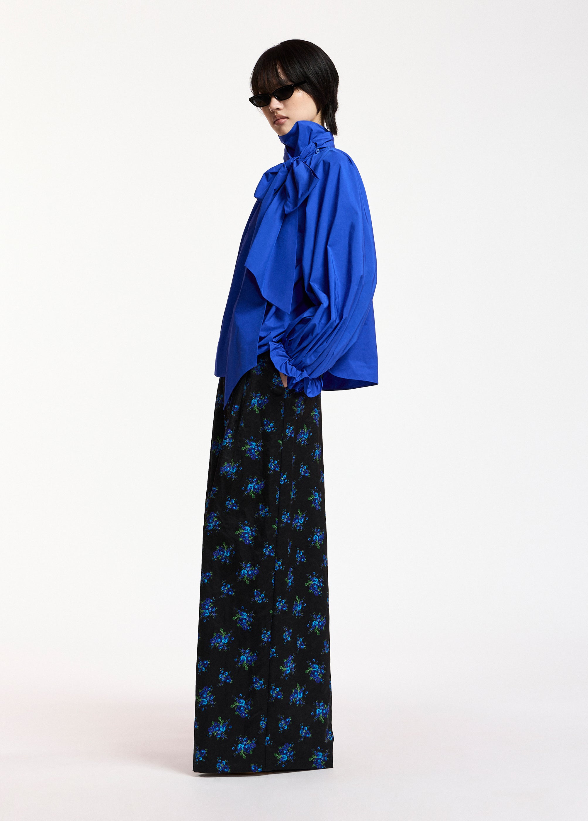 ESSENTIEL ANTWERP BLUE KEILY PUSSY BOW TIE TOP 226