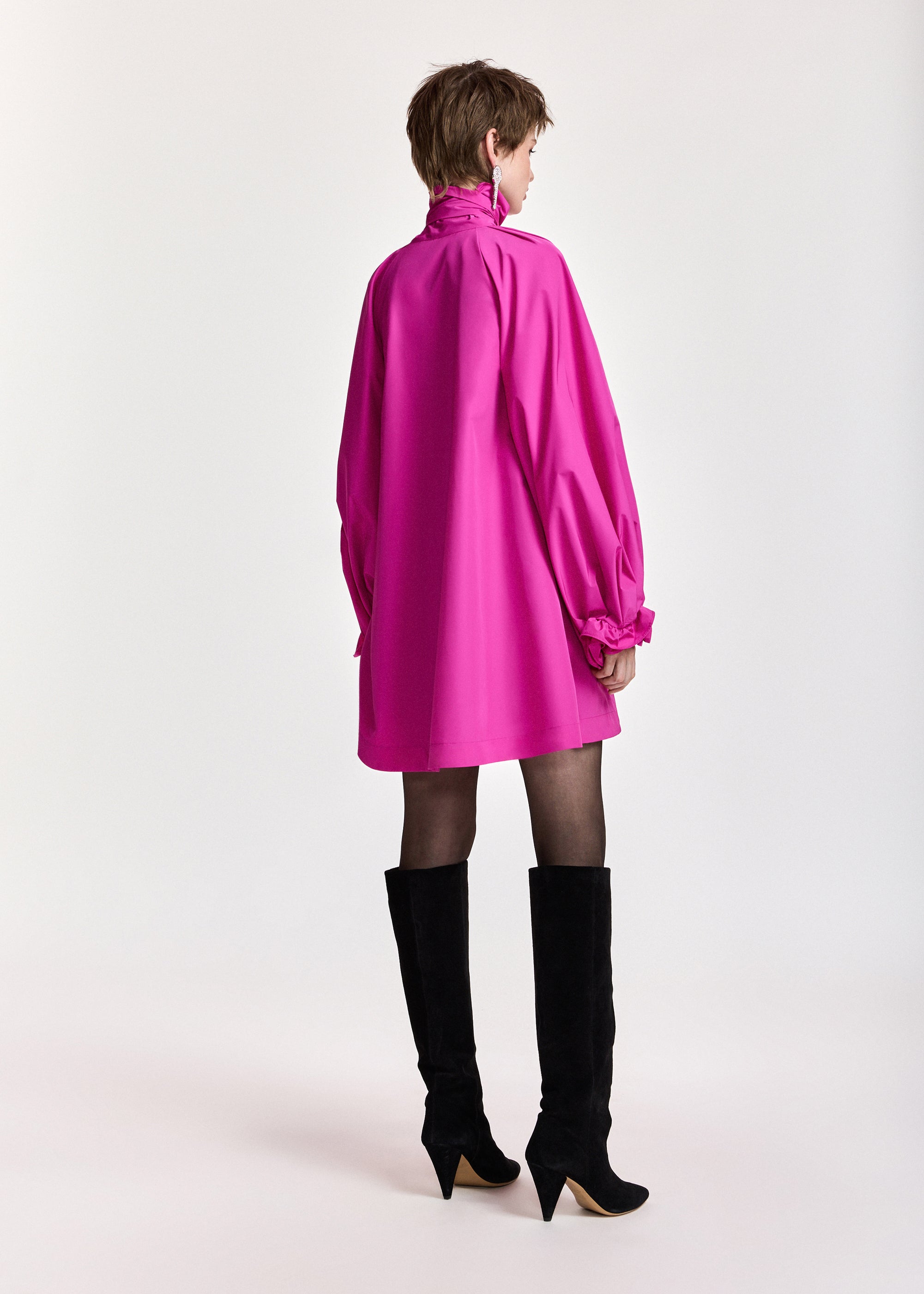 ESSENTIEL ANTWERP PINK KHAI PUSSY BOW TIE MINIDRESS 226