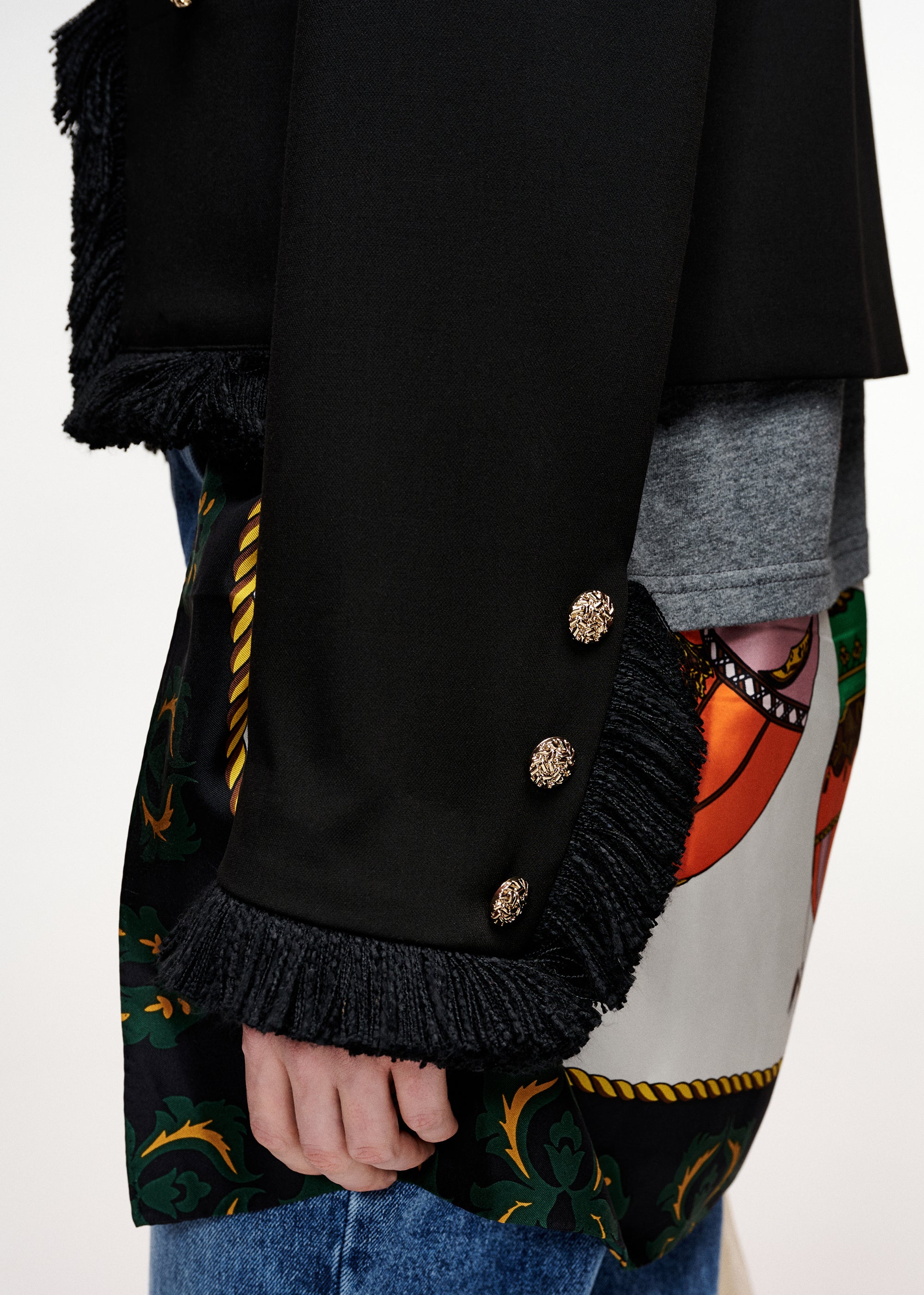 ESSENTIEL ANTWERP BLACK KINETIC FRINGED JACKET KINETIC 226