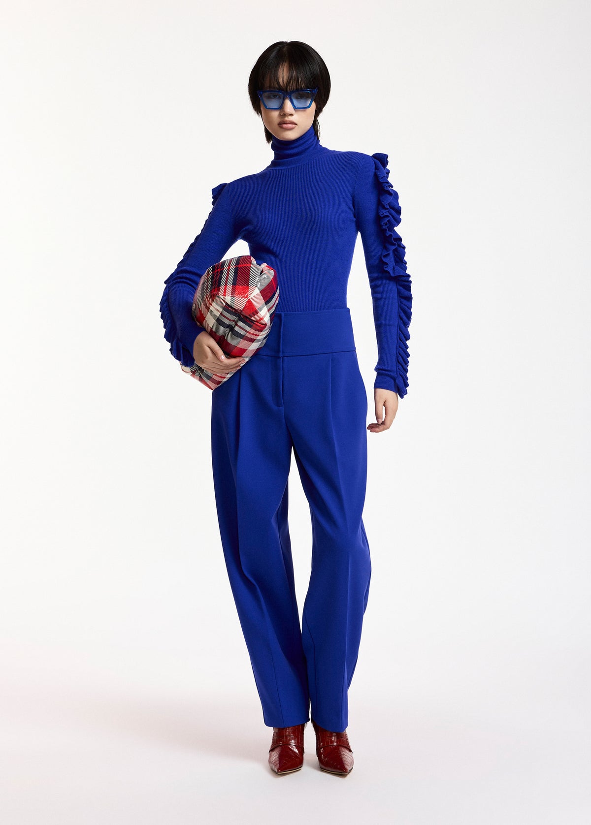 ESSENTIEL ANTWERP BLUE KITTY PULLOVER WITH FRILLS 226
