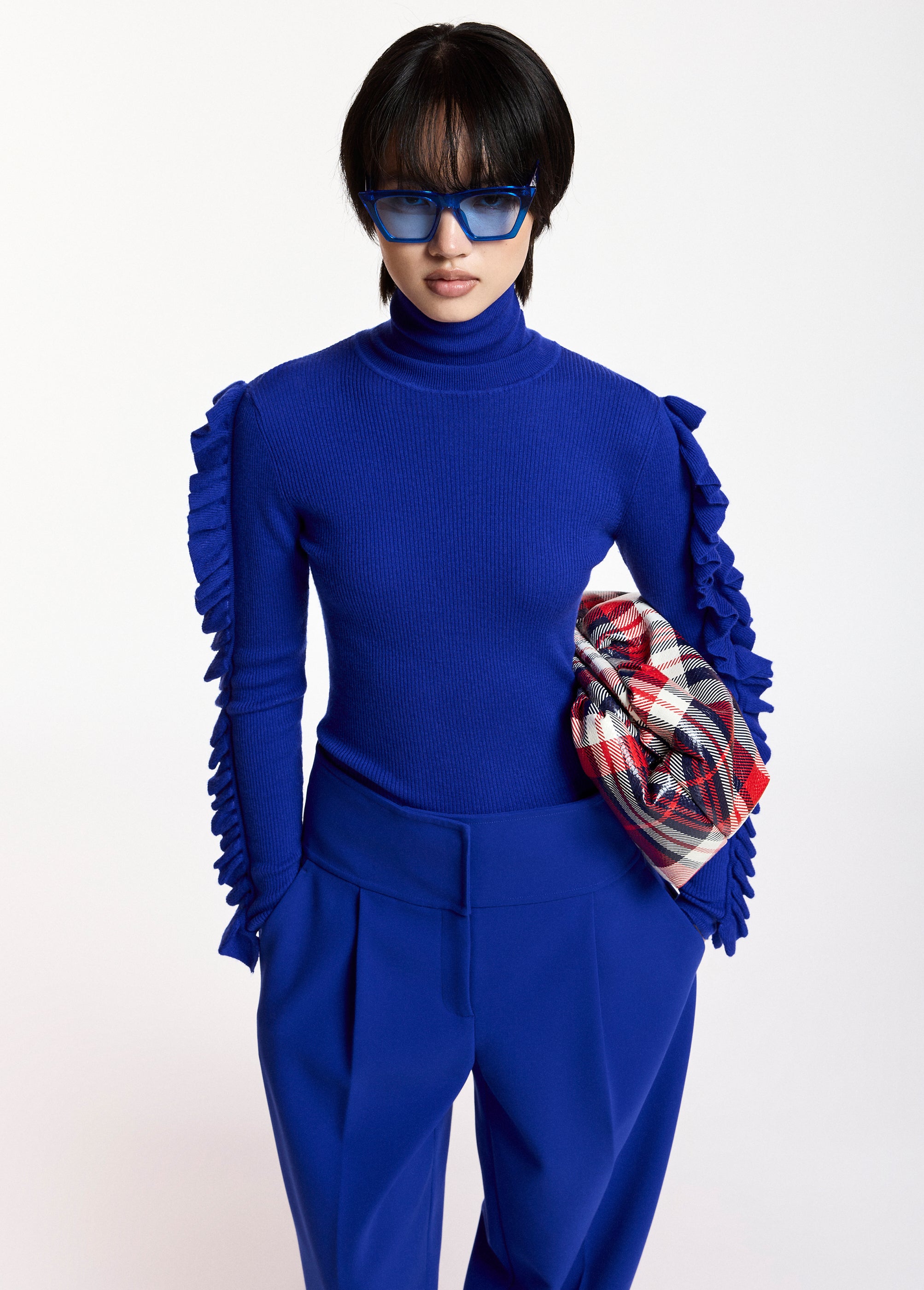 ESSENTIEL ANTWERP BLUE KITTY PULLOVER WITH FRILLS 226