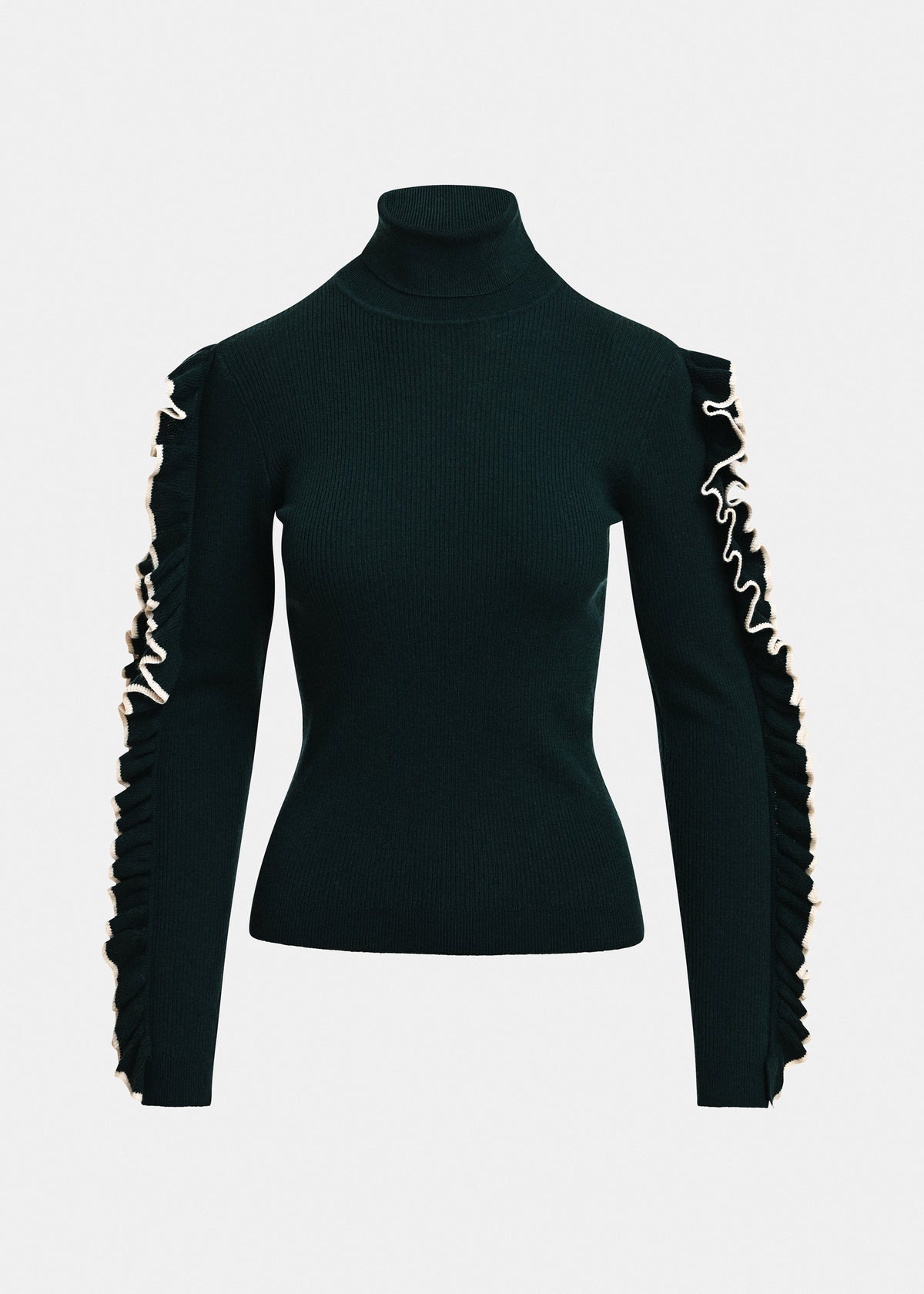 ESSENTIEL ANTWERP GREEN KITTY PULLOVER WITH FRILLS 226
