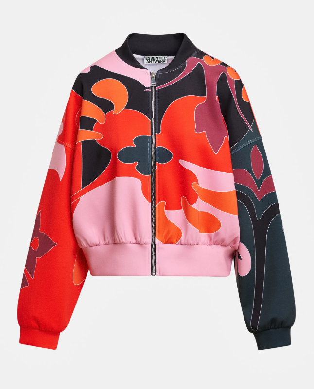 ESSENTIEL ANTWERP RED KIVA PLACED PRINT BOMBER 226