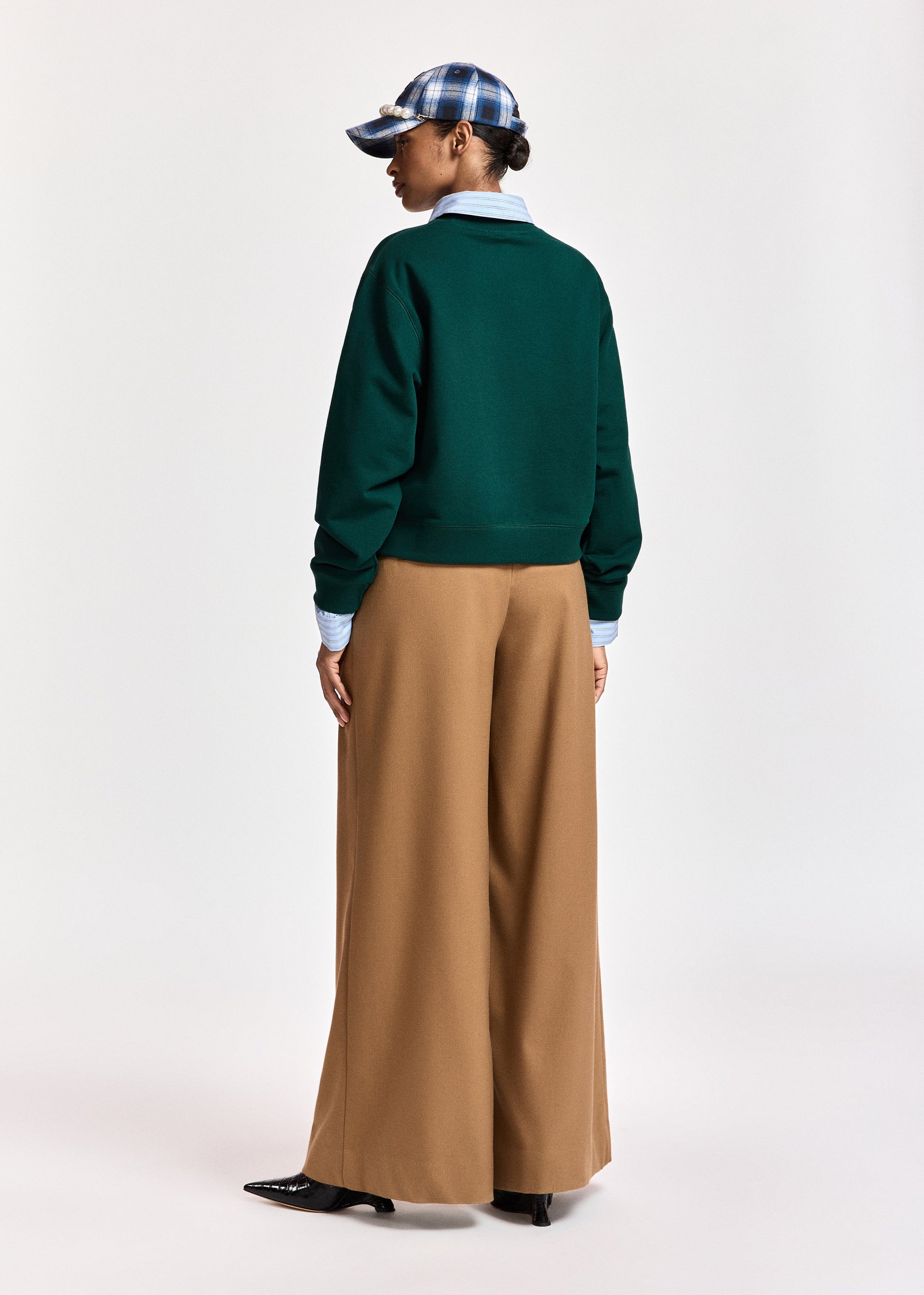 ESSENTIEL ANTWERP GREEN EMBROIDERED SWEATSHIRT KRUIMEL 226