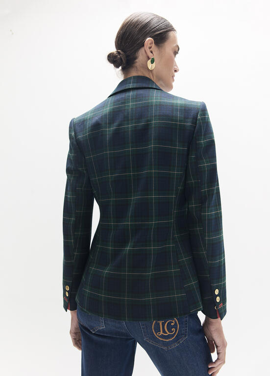 LOLA CASADEMUNT NAVY TARTAN BLAZER LF2602017 226