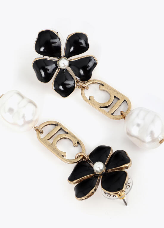 LOLA CASADEMUNT BLACK LONG FLOWER EARRINGS 2603009 226