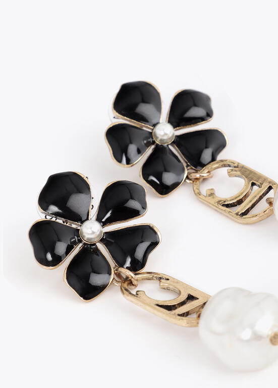 LOLA CASADEMUNT BLACK LONG FLOWER EARRINGS 2603009 226