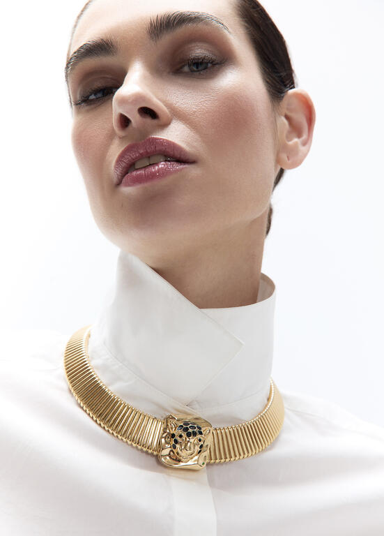LOLA CASADEMUNT LEOPARD MESH GOLD NECKLACE 2603032 226