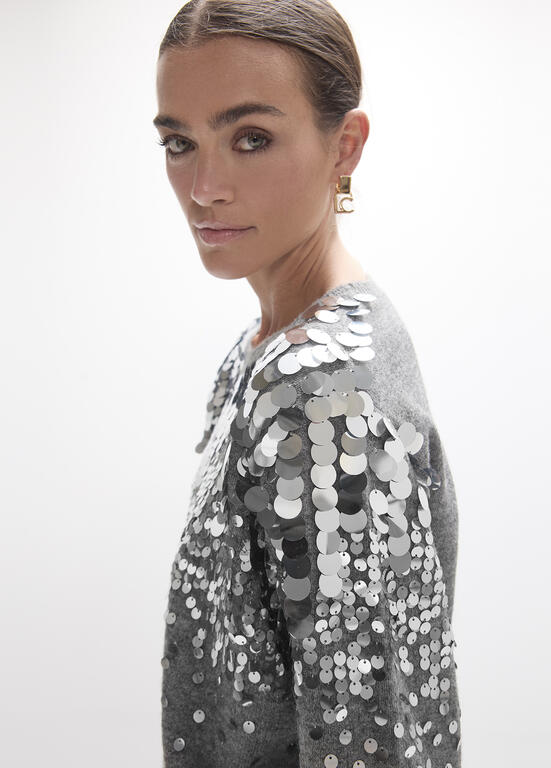 LOLA CASADEMUNT GREY SEQUIN KNIT LF2611003 226