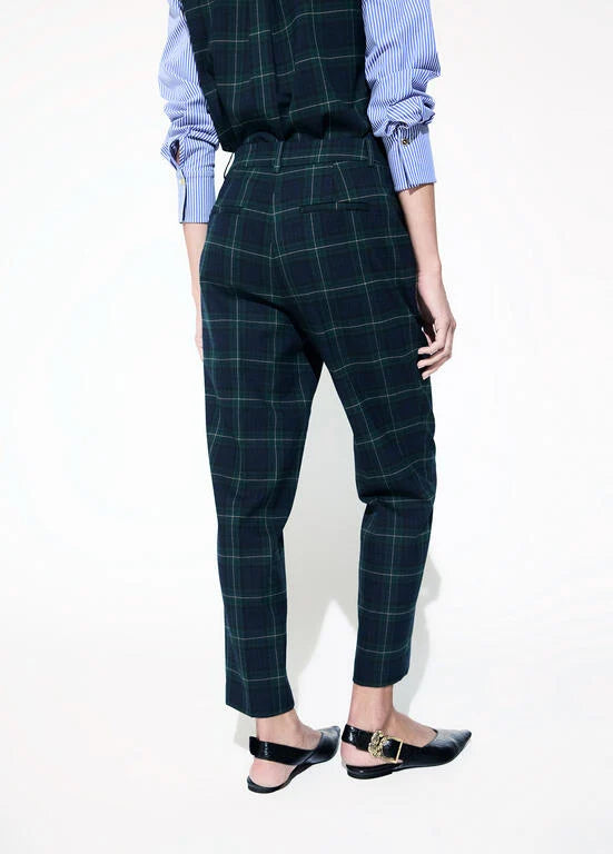 LOLA CASADEMUNT NAVY TARTAN TROUSERS LF2614024 226