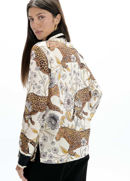 LOLA CASADEMUNT CREAM TIGER PRINT BLOUSE LF2615007 226