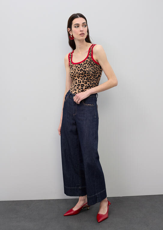 LOLA CASADEMUNT DENIM LEOPARD TRIMS  JEANS  LS2614018 126