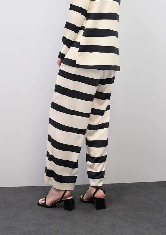 LOLA CASADEMUNT CREAM BLACK SATIN TROUSERS LS2614036 126