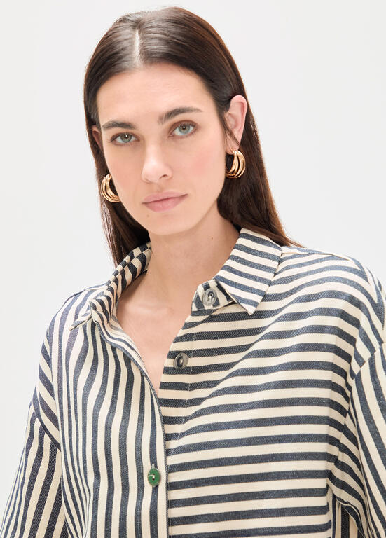 LOLA CASADEMUNT NAVY STRIPE STRIPE BLOUSE LS2615001 126