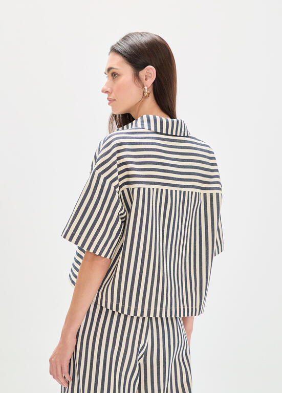 LOLA CASADEMUNT NAVY STRIPE STRIPE BLOUSE LS2615001 126
