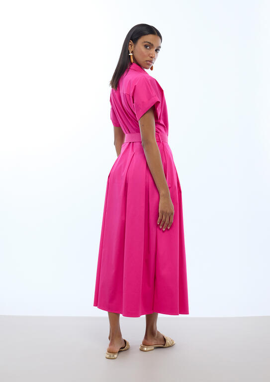 LOLA CASADEMUNT PINK MIDI DRESS WITH FLARED SKIRT LS2616094 126