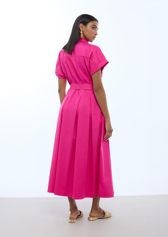 LOLA CASADEMUNT PINK MIDI DRESS WITH FLARED SKIRT LS2616094 126