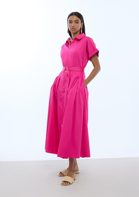 LOLA CASADEMUNT PINK MIDI DRESS WITH FLARED SKIRT LS2616094 126