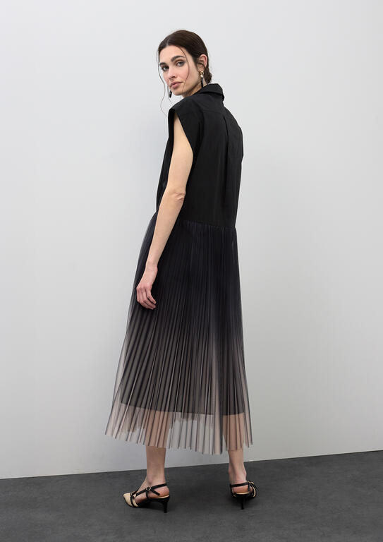 LOLA CASADEMUNT BLACK DRESS PLEATED TULLE SKIRT LS2616133 126